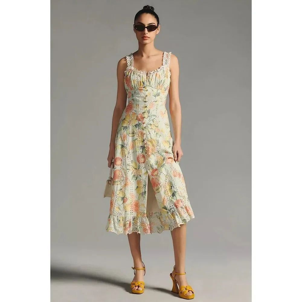 Anthropologie Ruffled Eyelet Dress